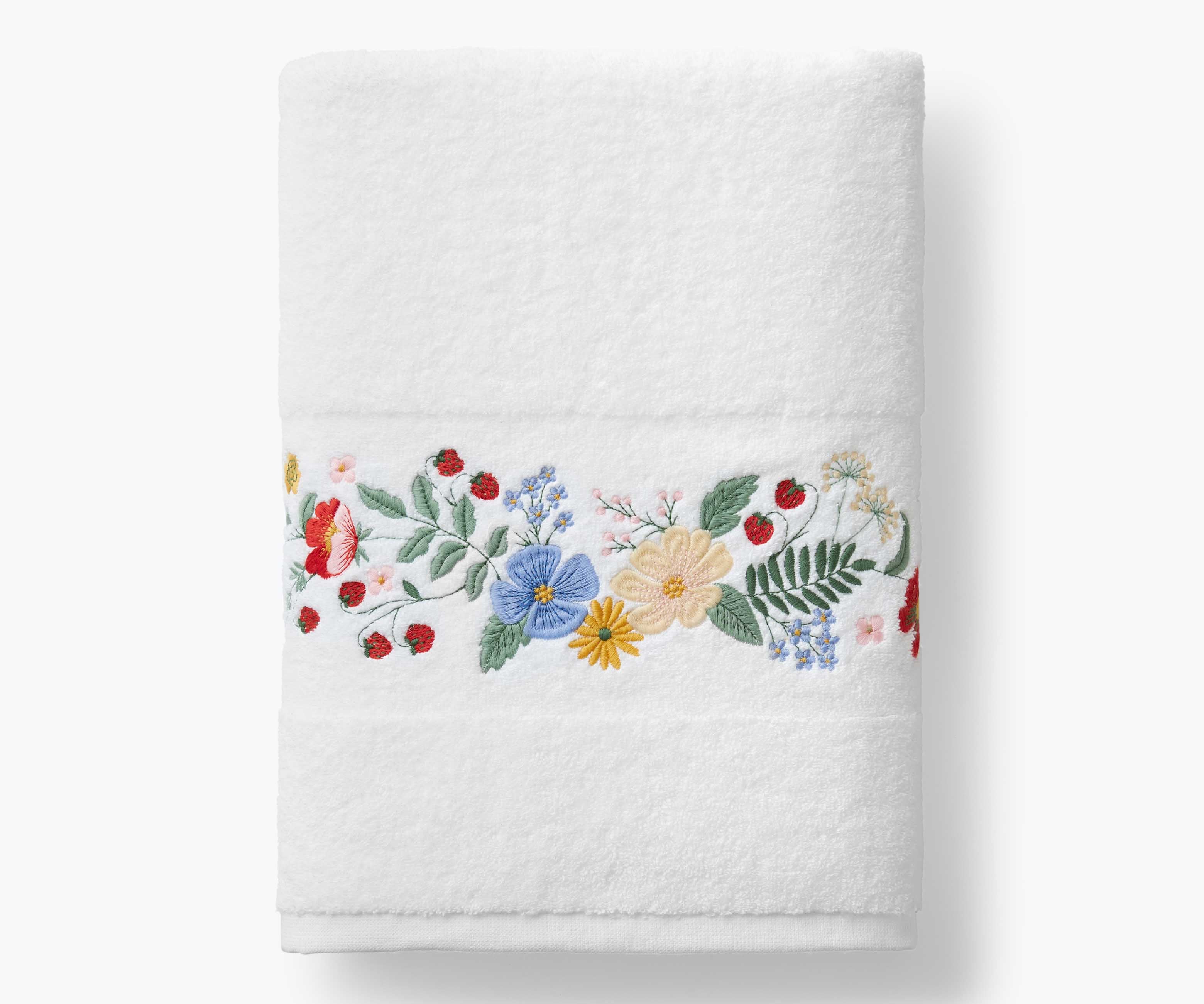 Embroidered Bath Towel - Strawberry Fields