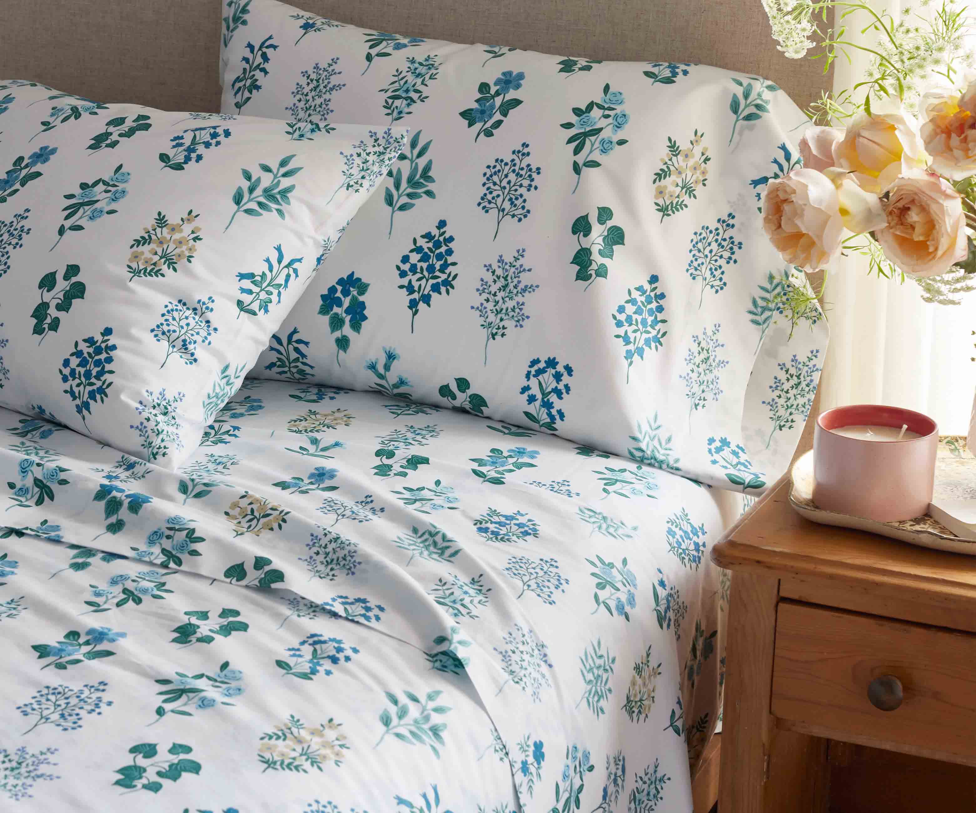 Percale Fitted Sheet - Hawthorne Blue