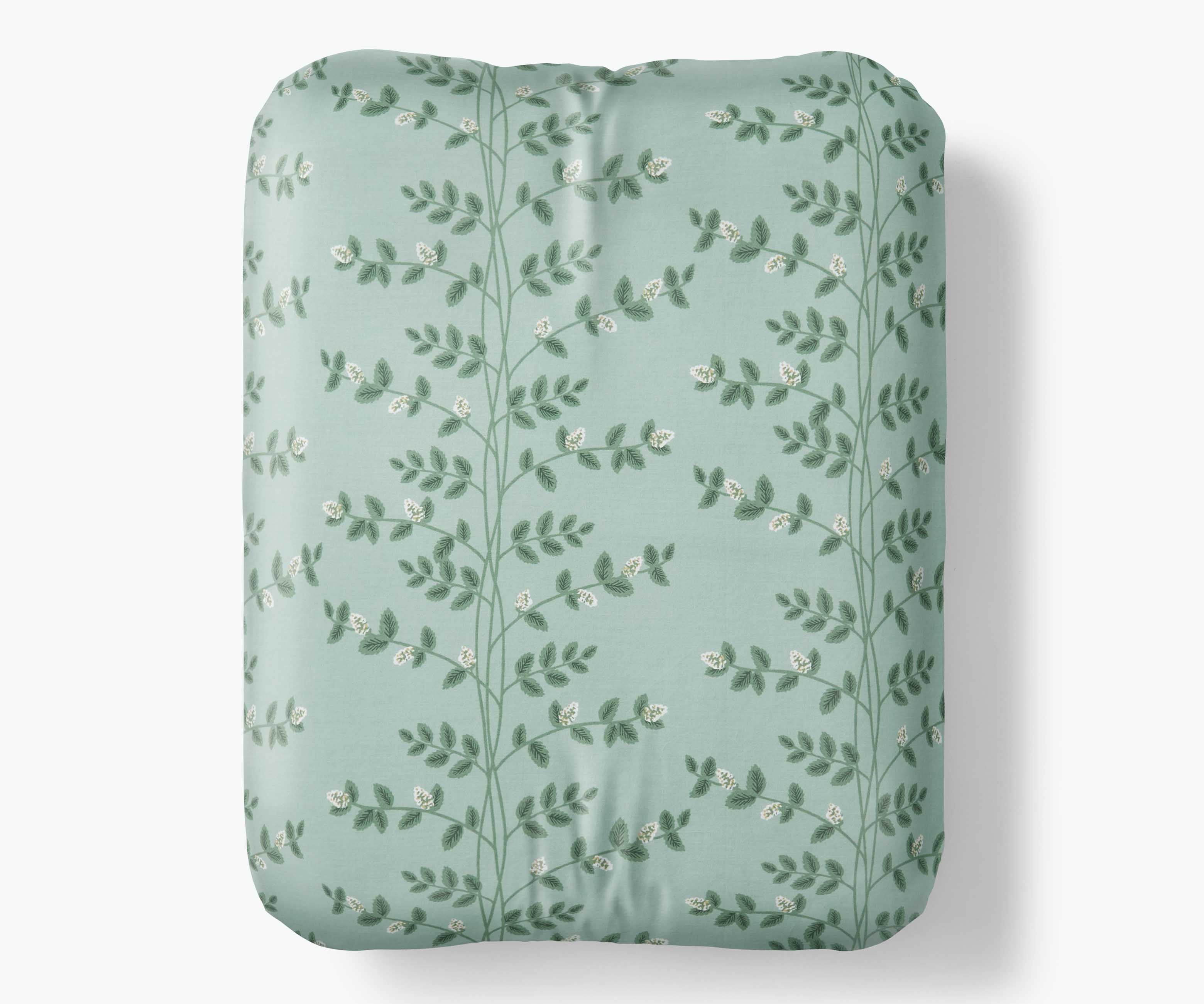 Percale Fitted Sheet - Climbing Vines Sage