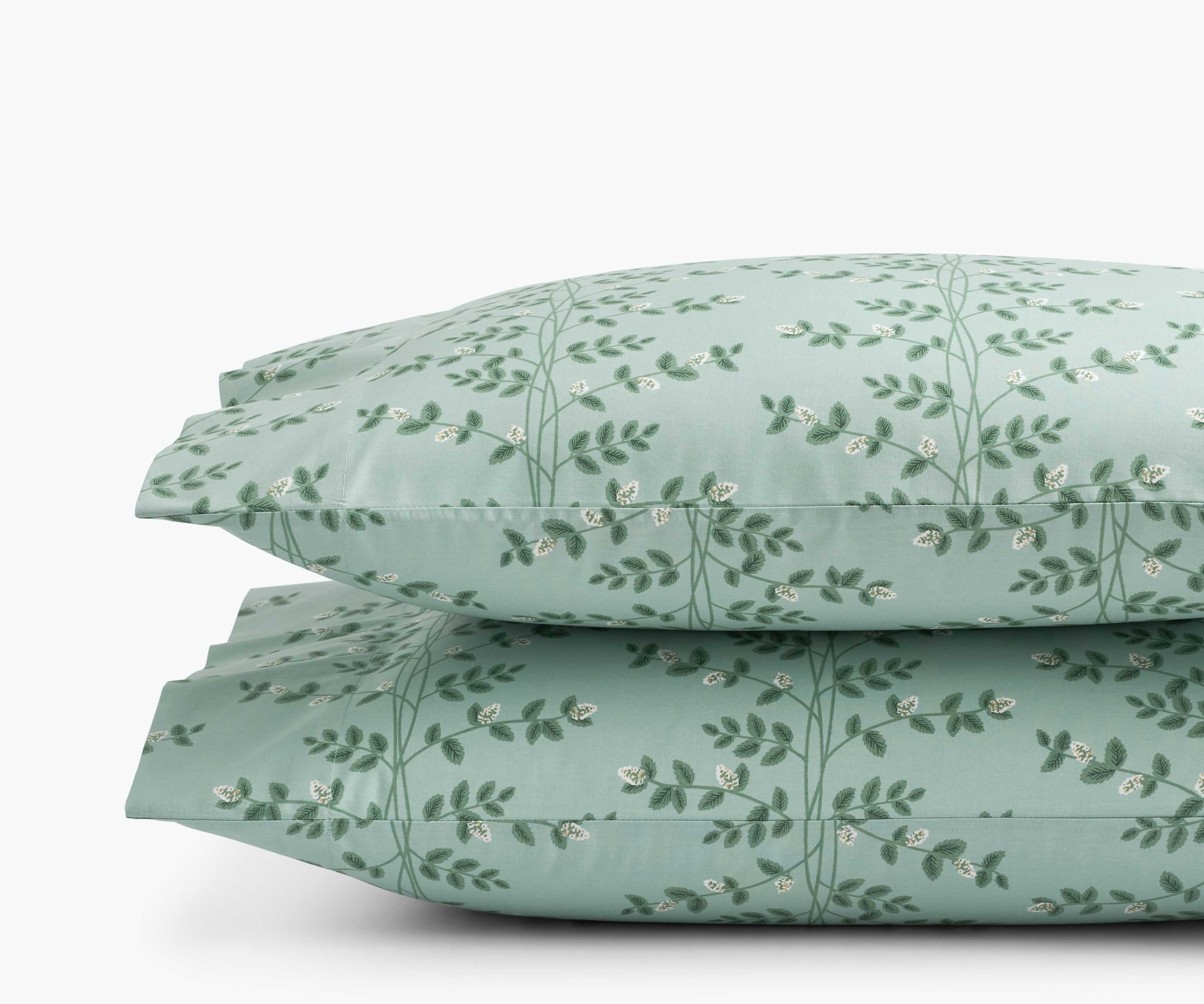 Percale Pillowcases - Climbing Vines Sage