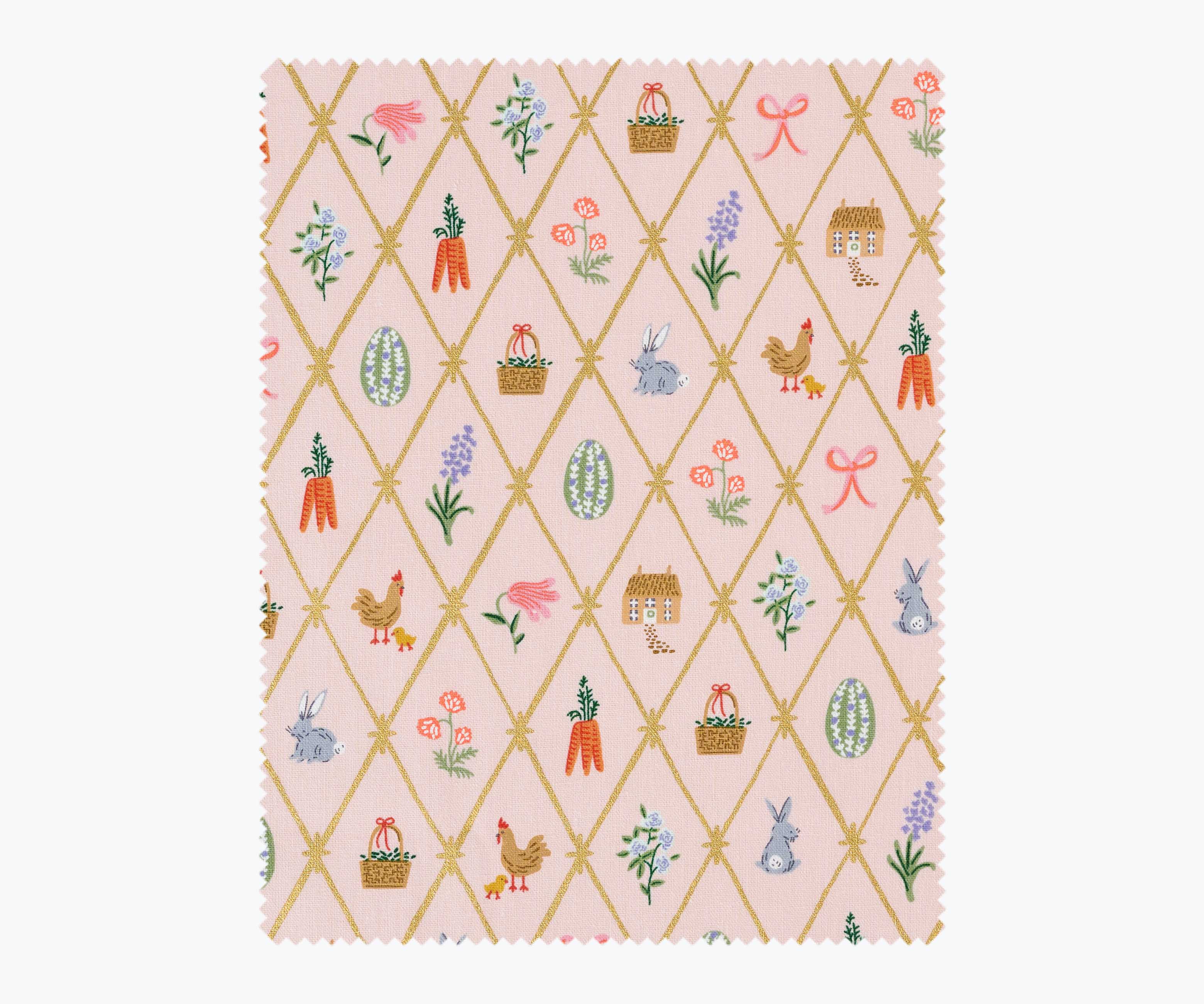 Easter Lattice Canvas Metallic Fabric - Blush