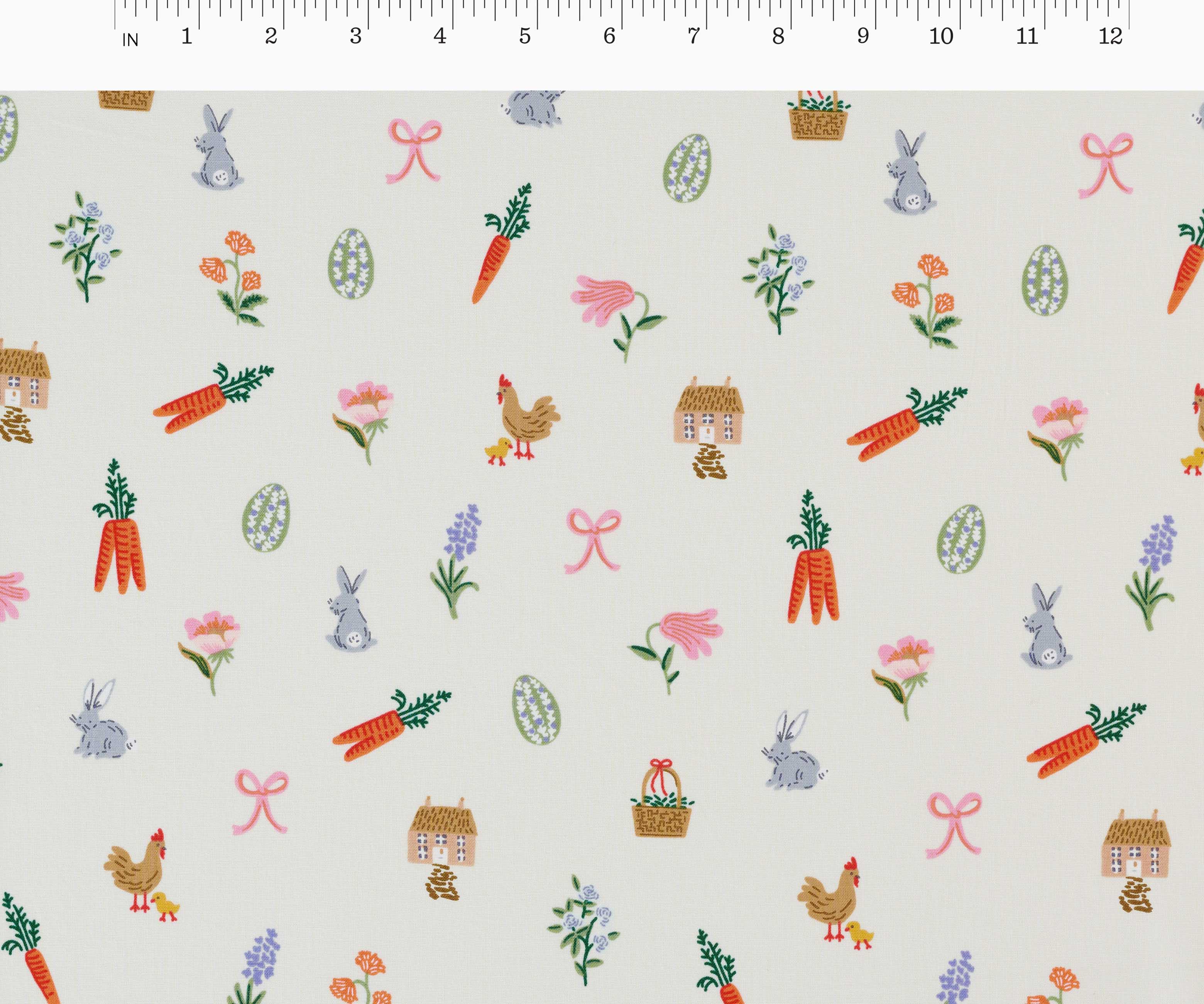 Easter Basket Cotton Fabric - Cream