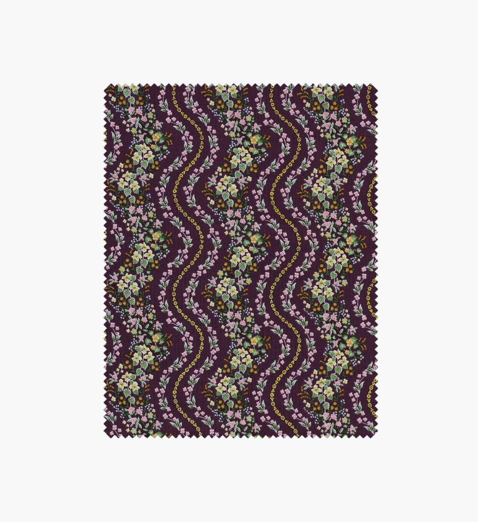 Wildwood Vines Cotton Metallic Fabric - Aubergine