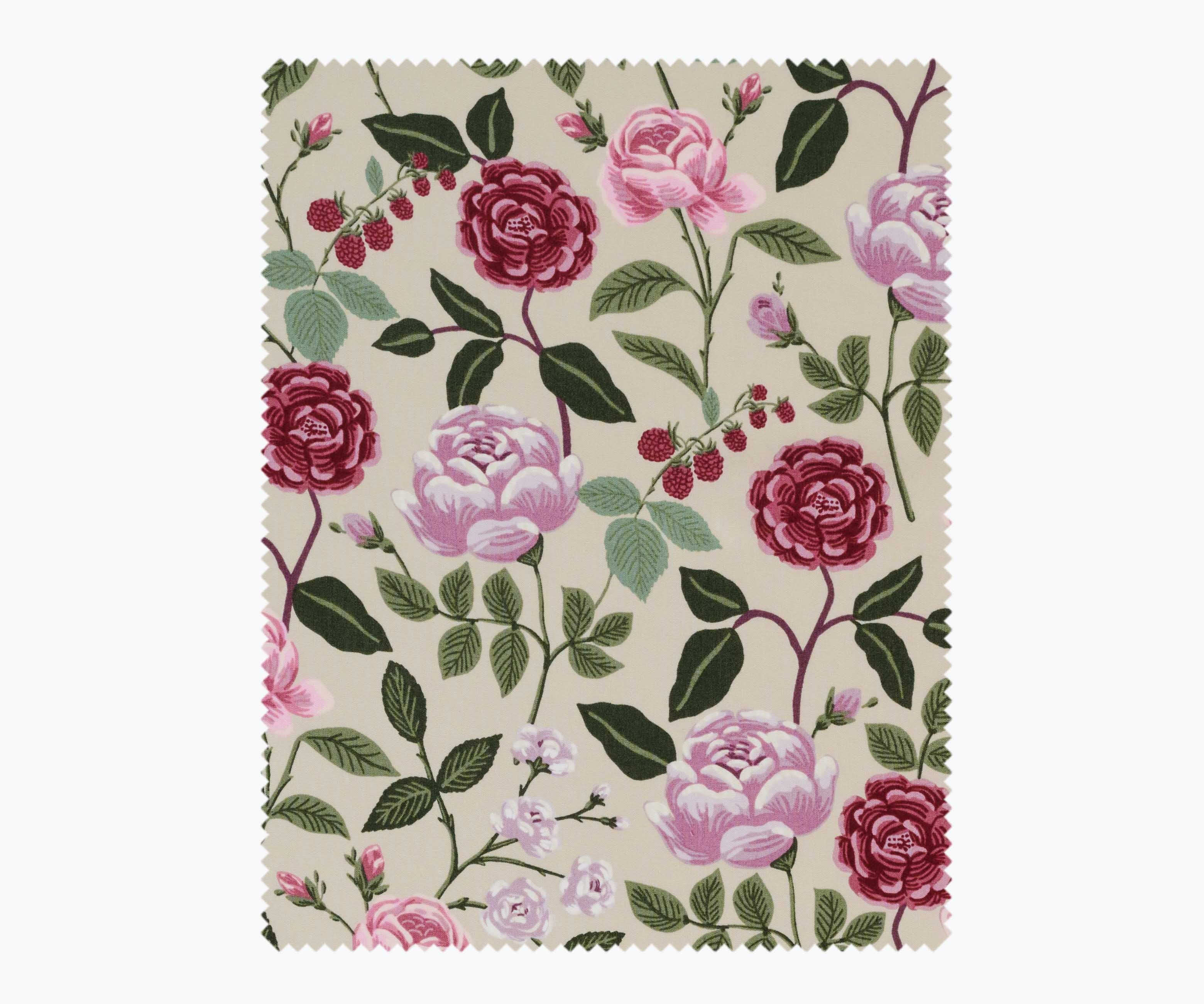 Roses Rayon Fabric - Plum