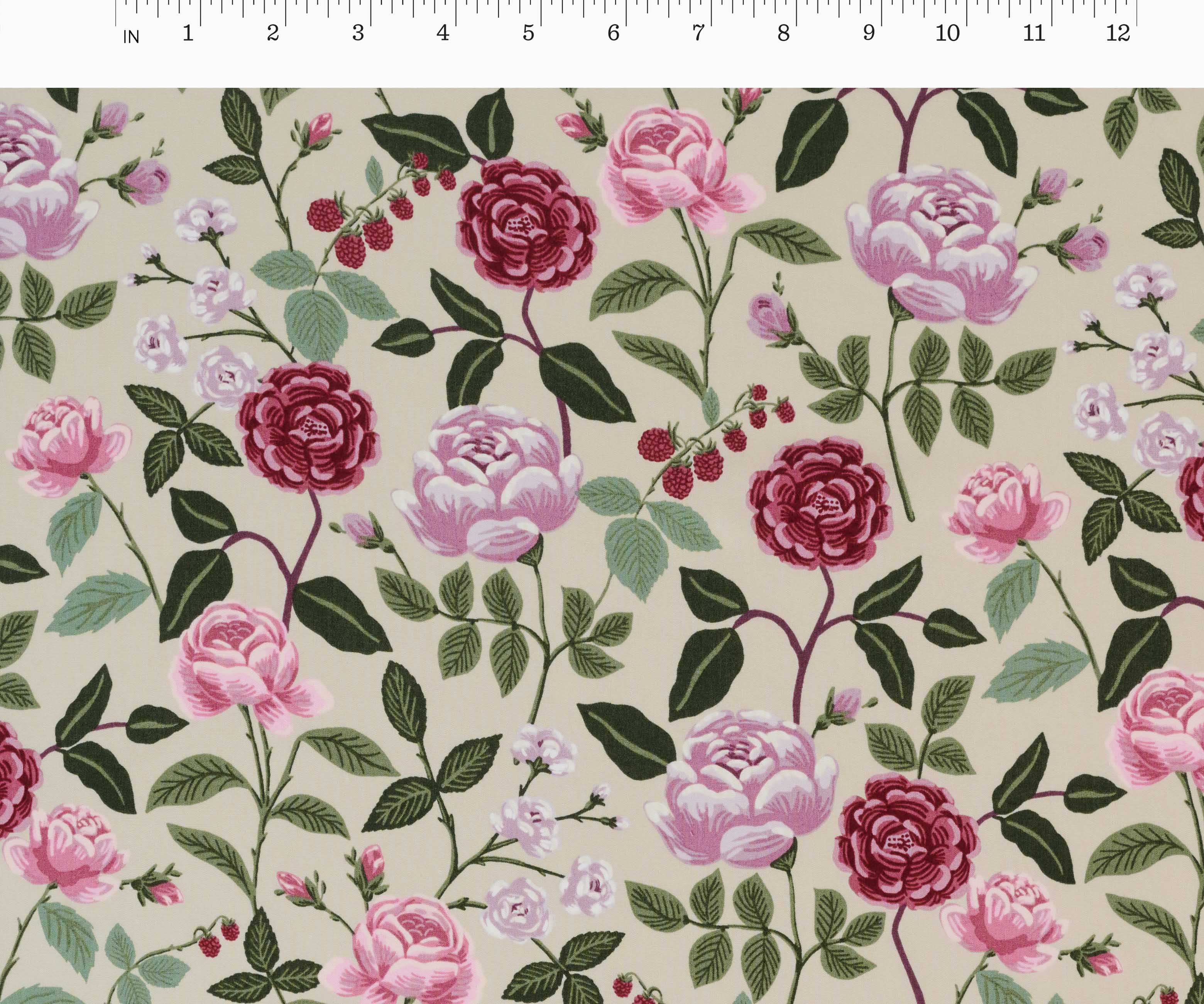 Roses Rayon Fabric - Plum