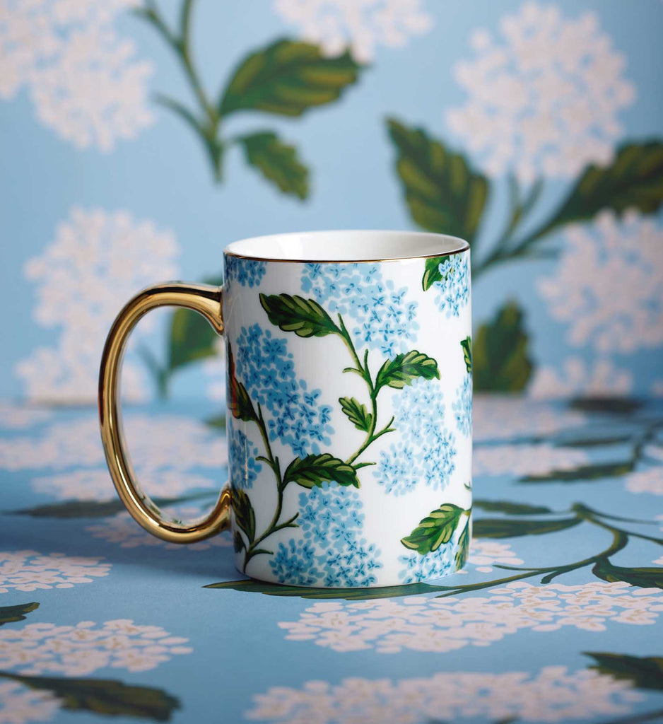 Hydrangea Porcelain Mug with Gold Rim | Rifle Paper Co.