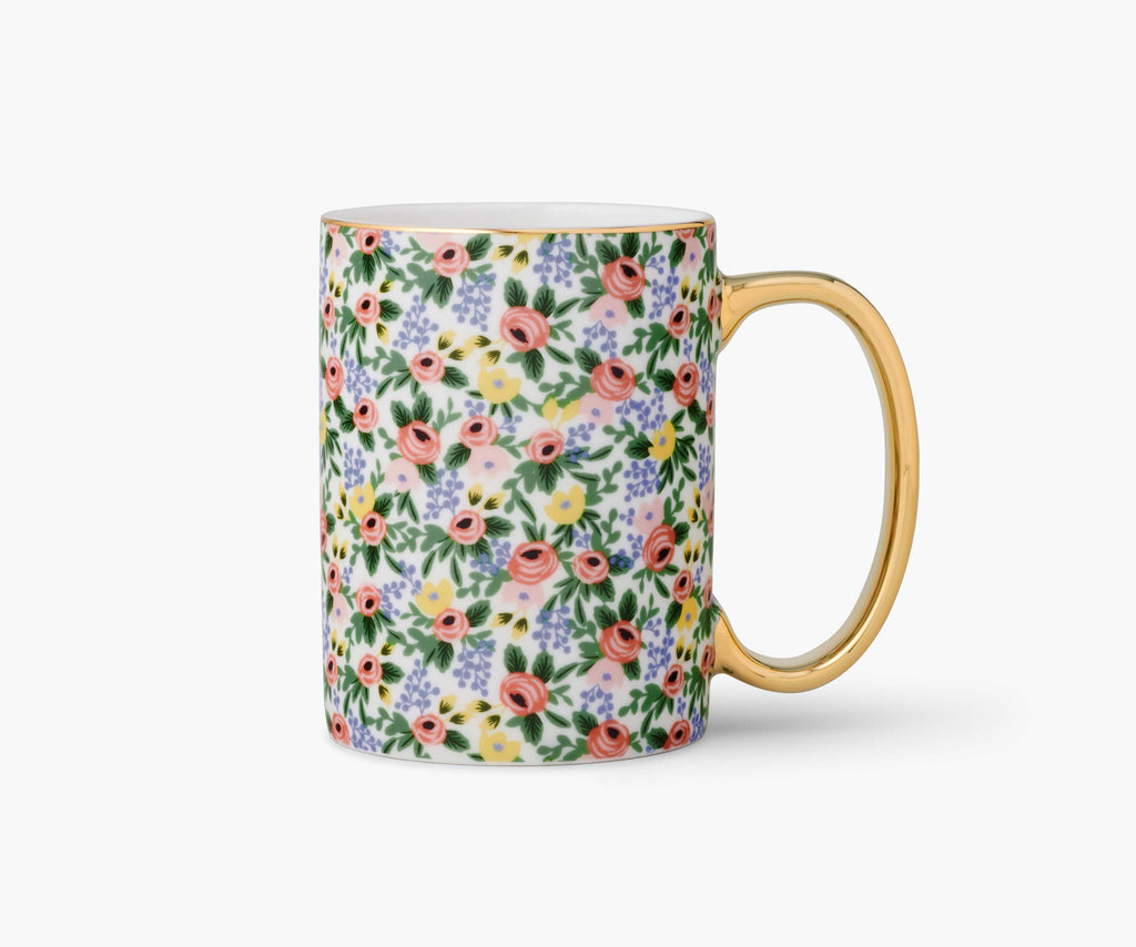 Rosa Porcelain Mug with Gilded Rim