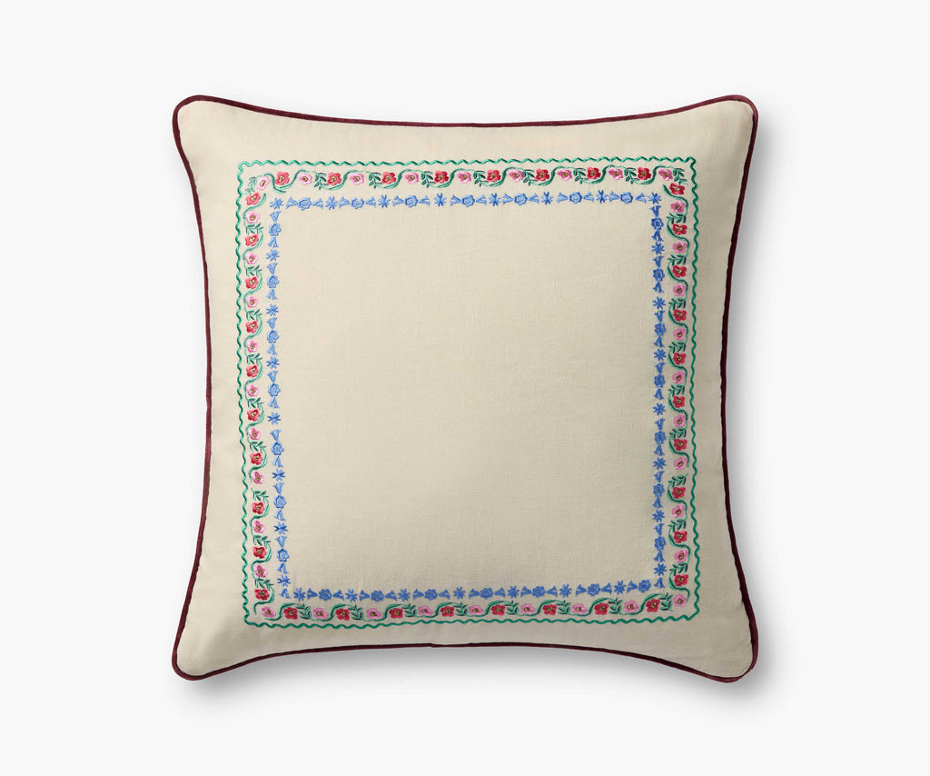 Delphine Border Embroidered Pillow | Rifle Paper Co.