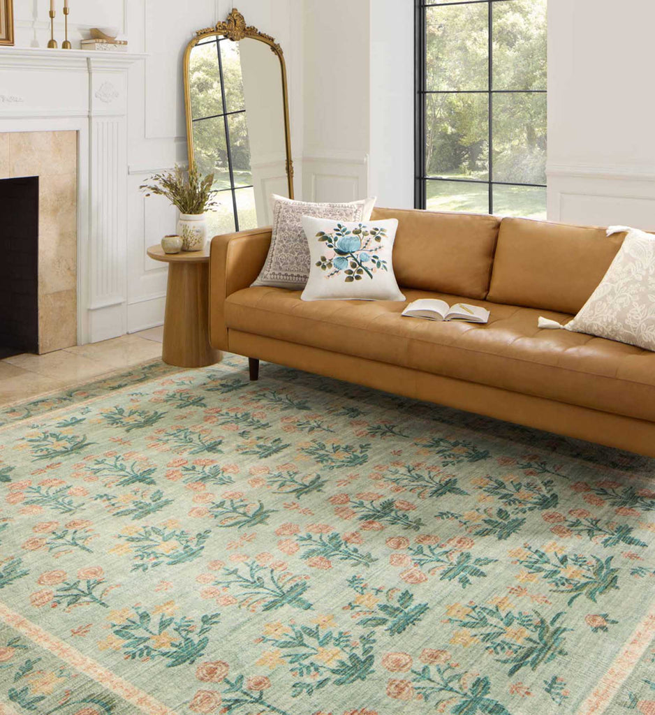 Eden Mughal Rose Printed Rug in Moss | Rifle Paper Co.