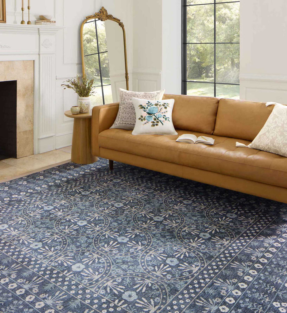 L'Appartement    ブルー ボヘム  Silk Gawn Pagoda Hand Knotted Rug Collection, Jasmin, Blue | Costco