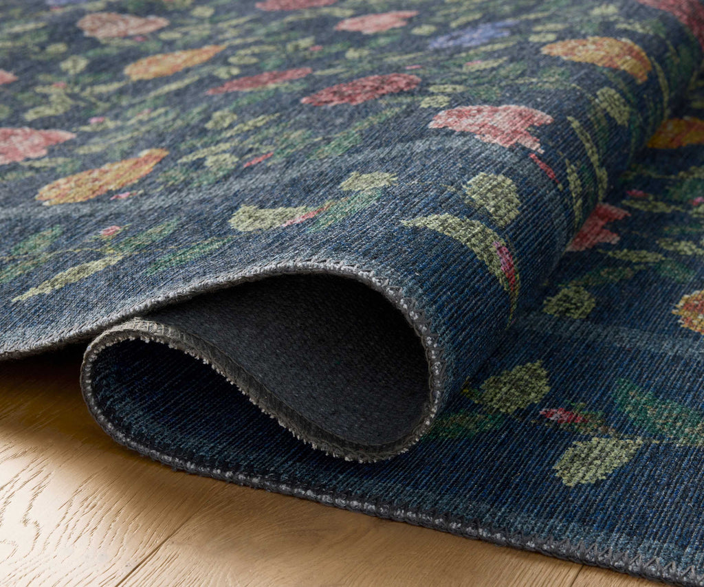 rosymonsterフラワー刺繍 ネイビーウインドブレーカー　011 Wildwood Rose Trellis Printed Rug Navy | Rifle Paper Co.