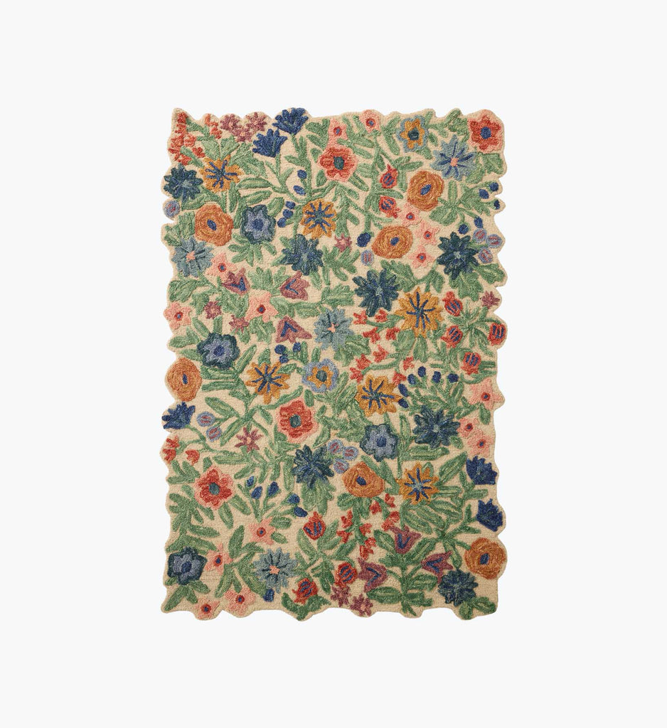 48×93 “Paper balloons” ViNTAGE RUG Edith Hand-Tufted Wool Hooked Rug - Ivory | Rifle Paper Co.
