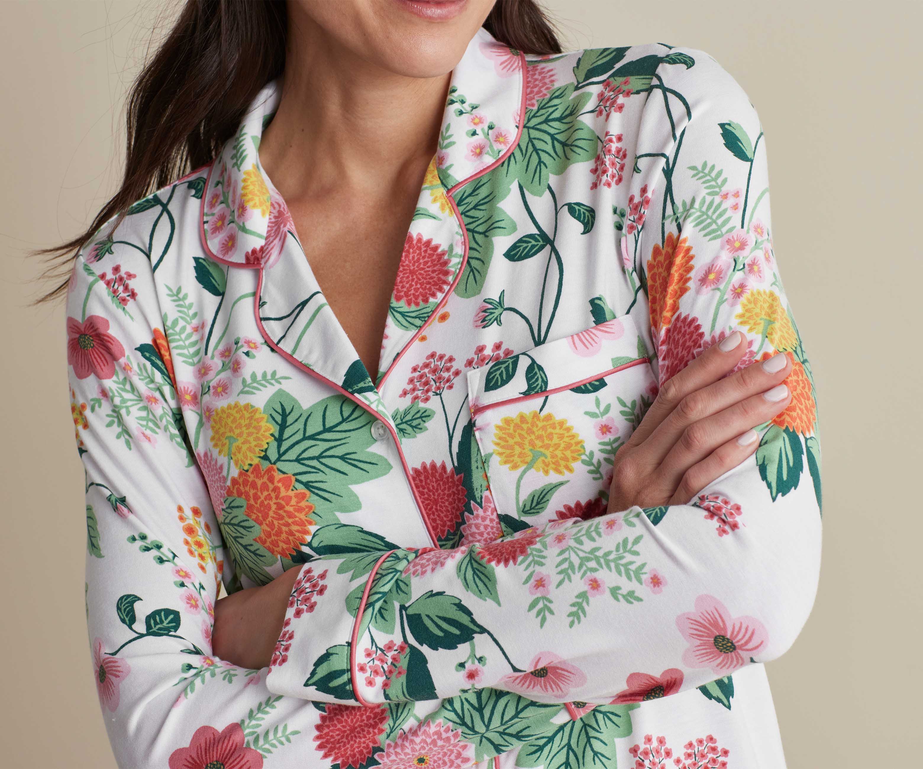 Tencel Modal Button Front Long Set - Dahlia