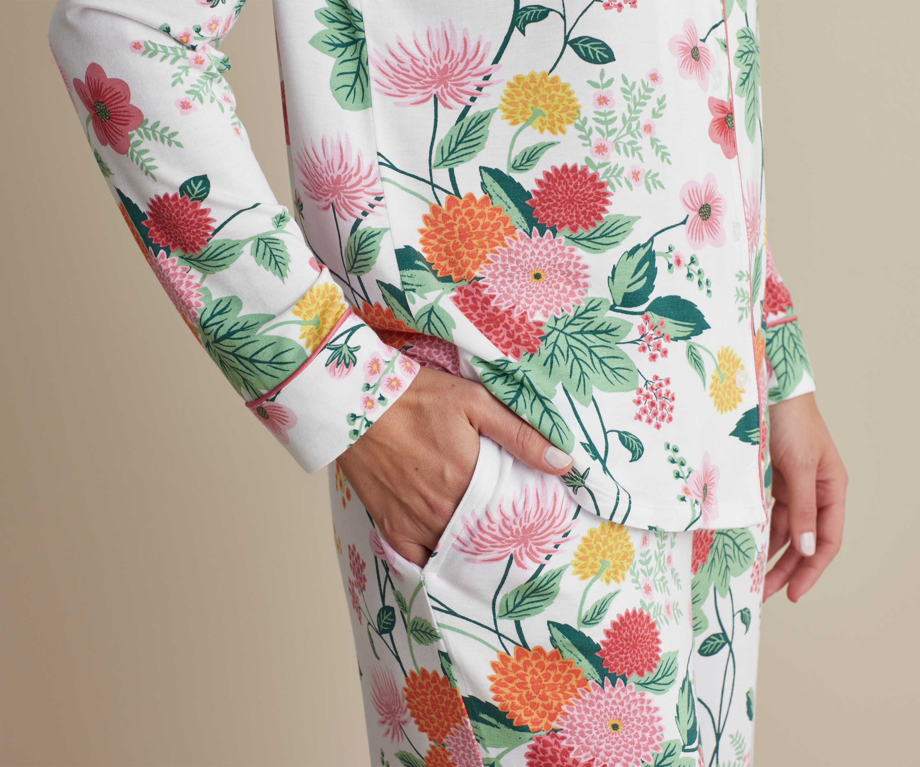 Tencel Modal Button Front Long Set - Dahlia