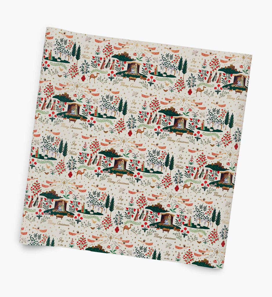 Holiday Wrapping Roll - Nativity Scene Cream