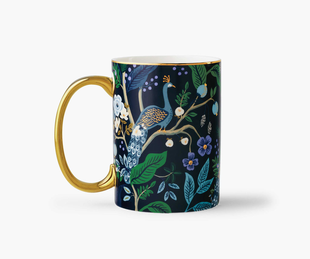 Peacock Porcelain Mug with Gold Accents | Rifle Paper Co.