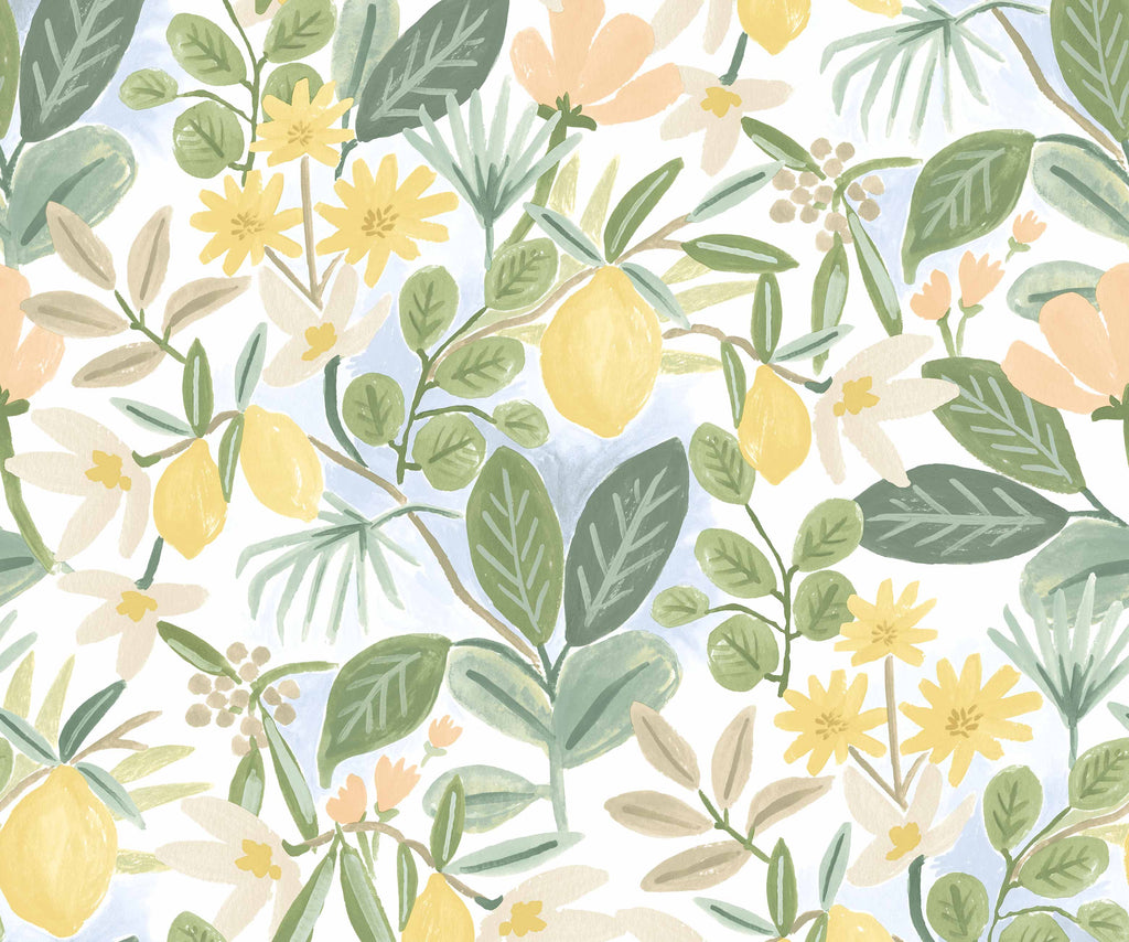 nextbit robinミントカラー Amalfi Peel & Stick Wallpaper - Blush & Green – Rifle Paper Co