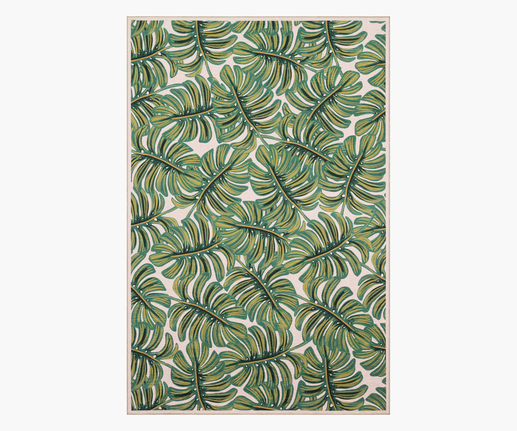 Veranda Monstera Indoor/Outdoor Rug, Cream