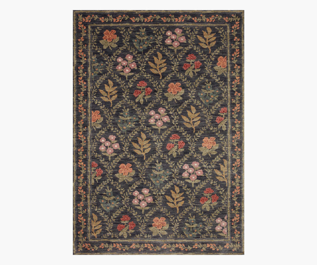Fiore Hawthorne Charcoal Power Loomed Rug | Rifle Paper Co.