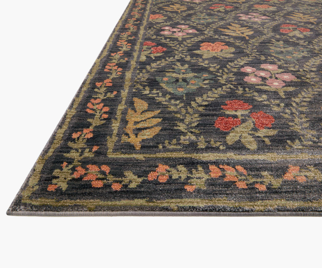 Fiore Hawthorne Charcoal Power Loomed Rug | Rifle Paper Co.