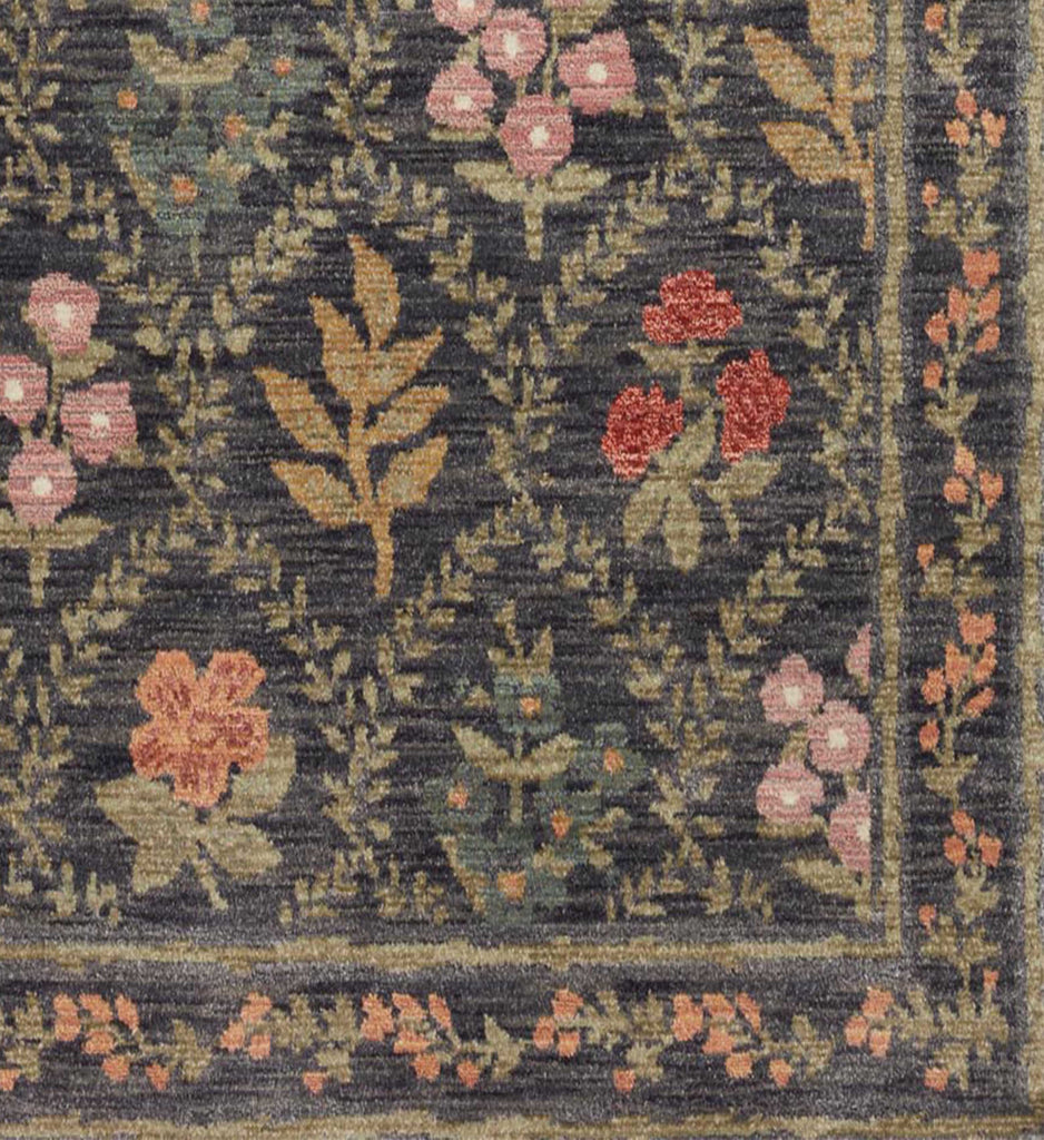 Fiore Hawthorne Charcoal Power Loomed Rug | Rifle Paper Co.