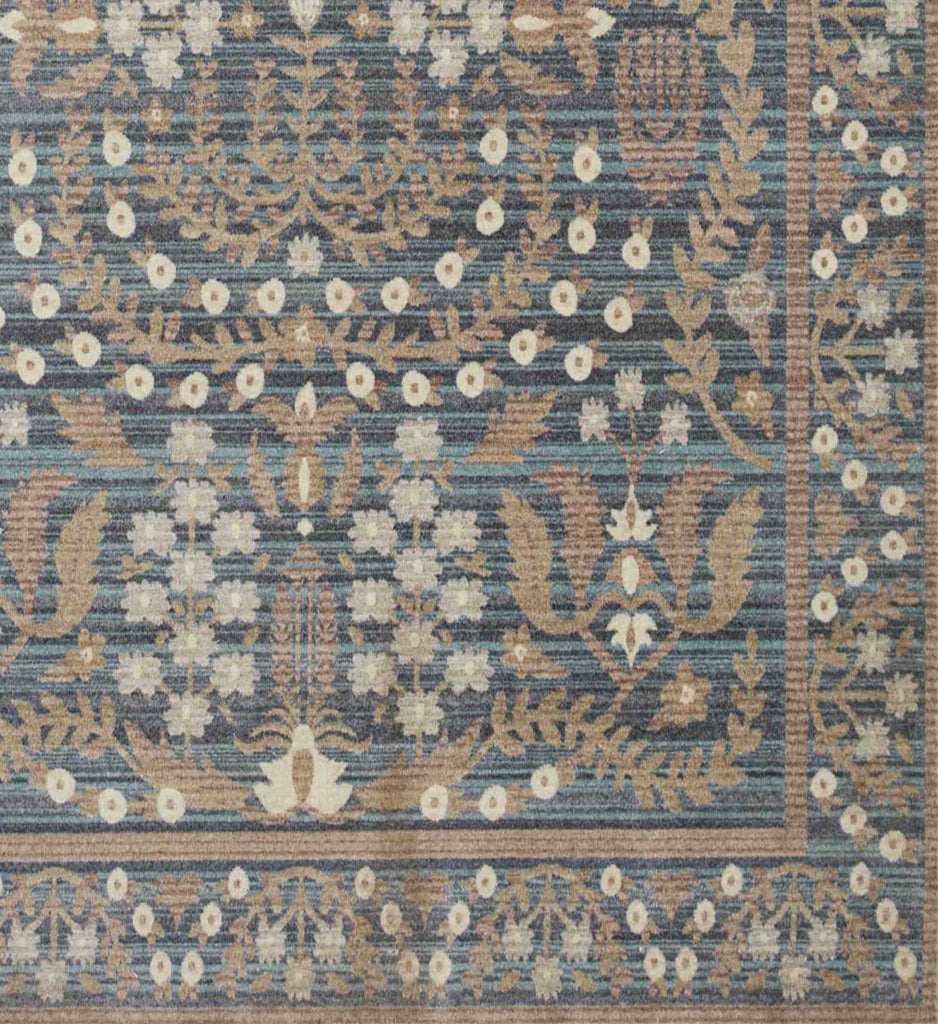 Holland Anika Navy Botanical Loomed Rug | Rifle Paper Co.