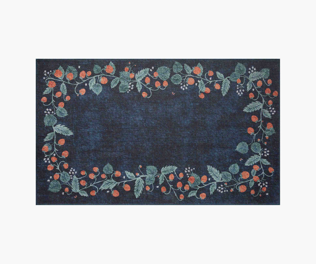 Atelier Strawberries Navy Non-Slip Rug | Rifle Paper Co.