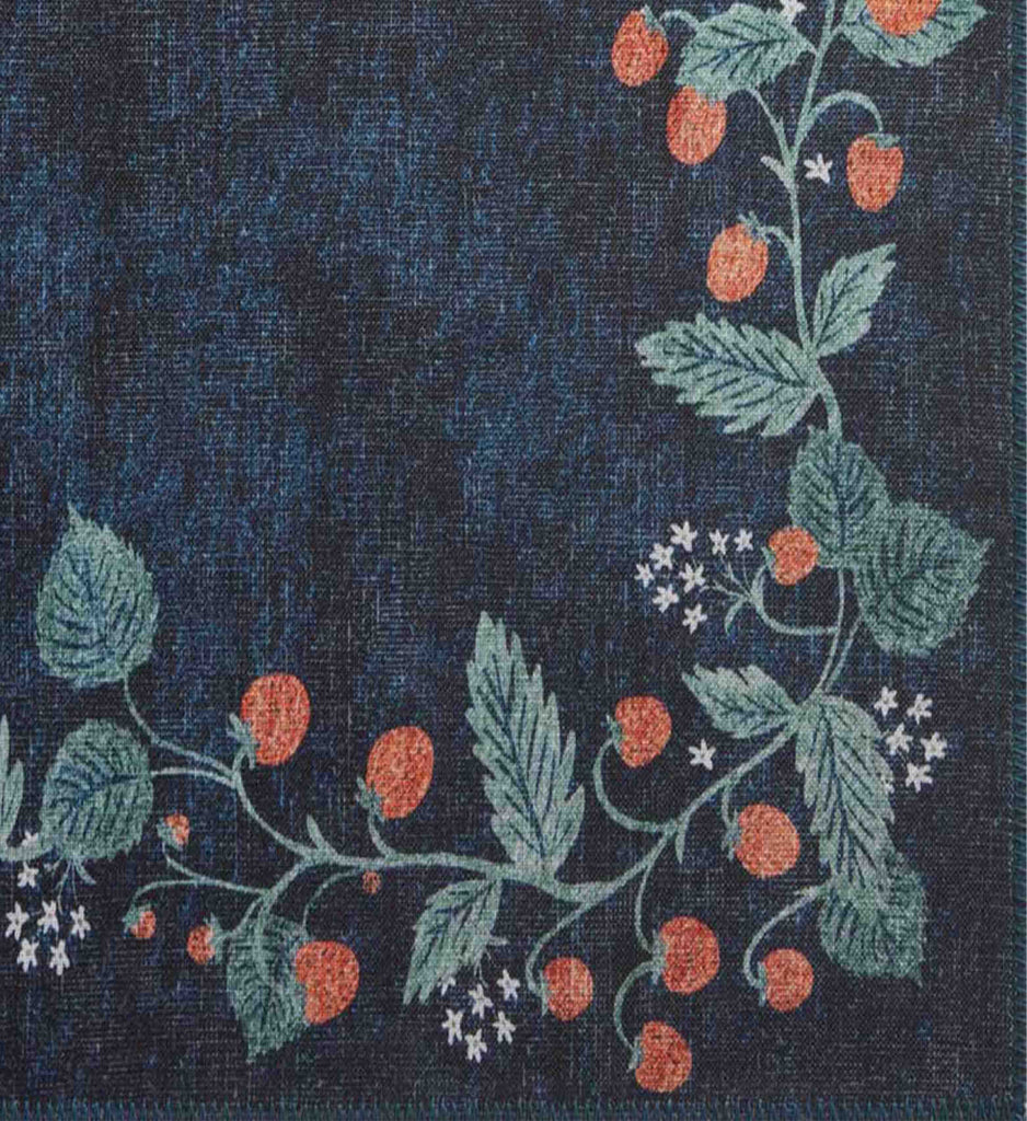 Atelier Strawberries Navy Non-Slip Rug | Rifle Paper Co.