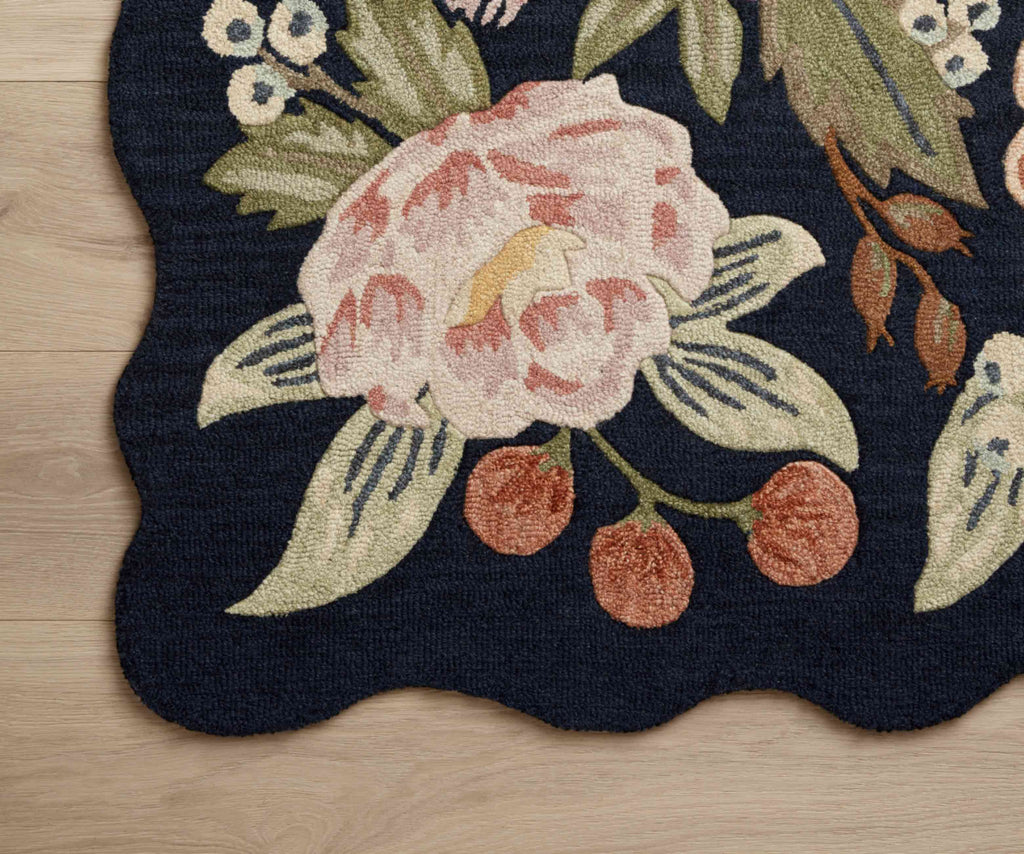 Vintage Blossoms Wool-Hooked Rug - Navy – Rifle Paper Co