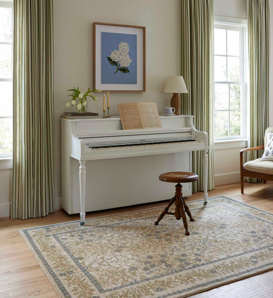 ✦Vintage rug✦ 133×85cm ブルガリア産　ナチュラルラグ Laurel Wildwood Garden Rug in Cream | Rifle Paper Co.