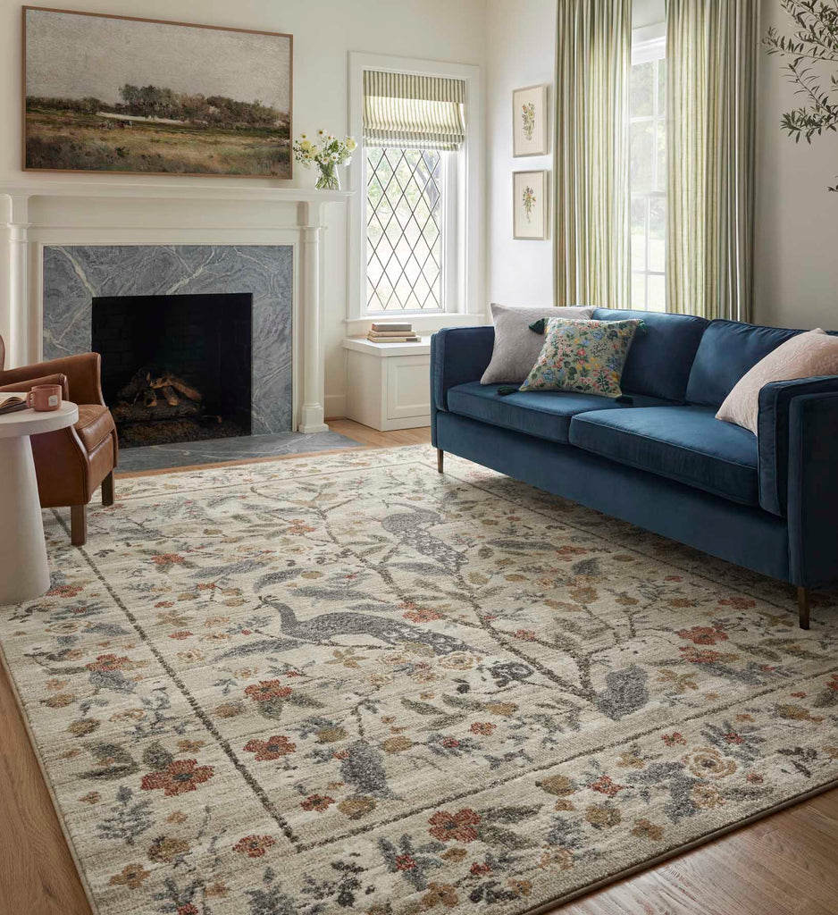 Laurel Peacock Garden Rug in Cream | Rifle Paper Co.