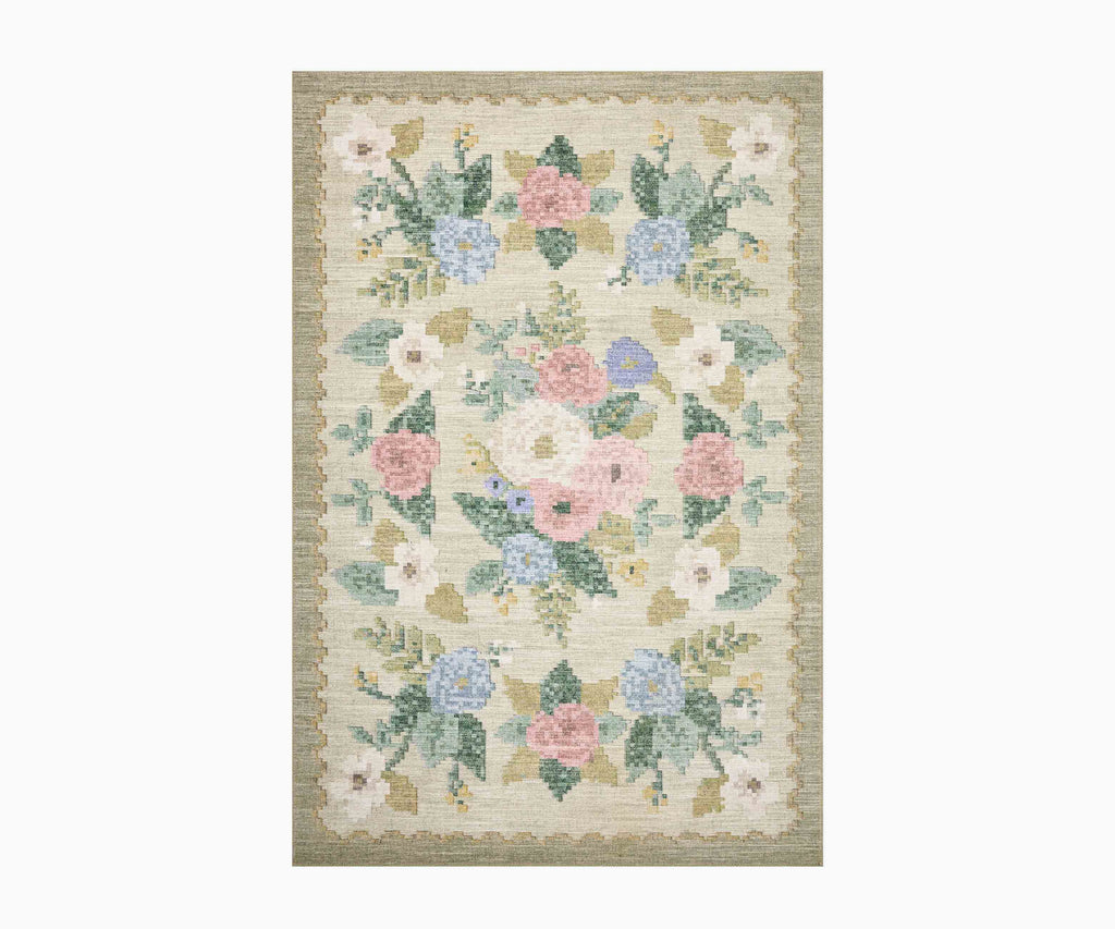 Rosa Antique Rose Power Loomed Cream Rug | Rifle Paper Co.