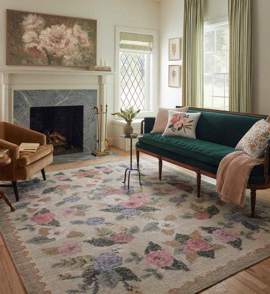 Rosa Antique Rose Power Loomed Cream Rug | Rifle Paper Co.