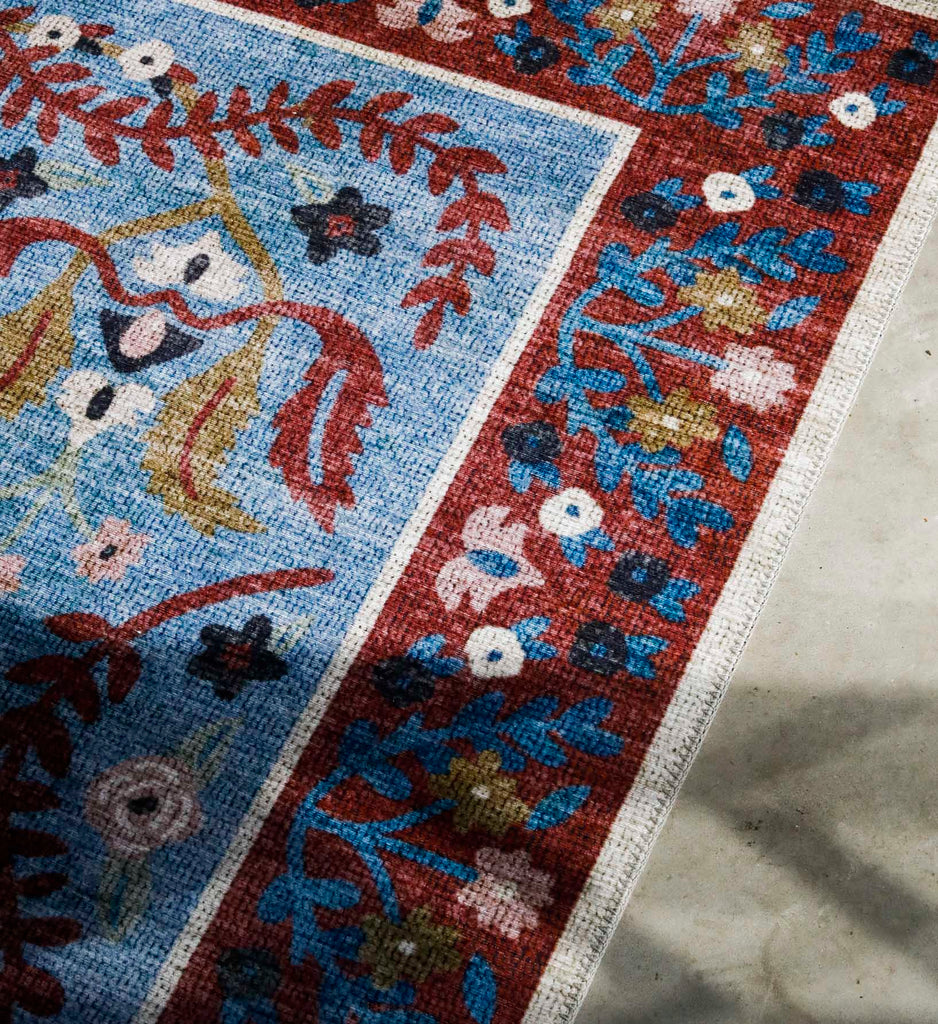 Edie Printed Rug in Red & Blue Florals | Rifle Paper Co.