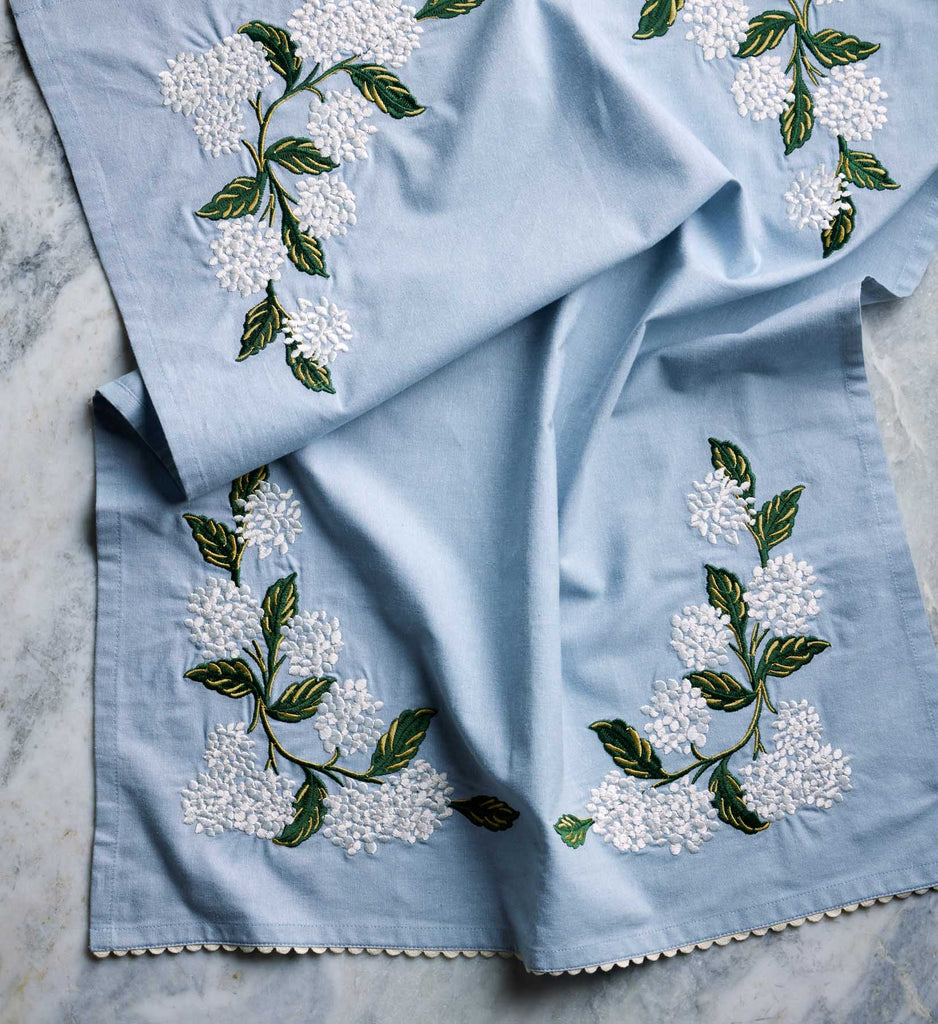 Hydrangea Embroidered Tea Towel | Rifle Paper Co.