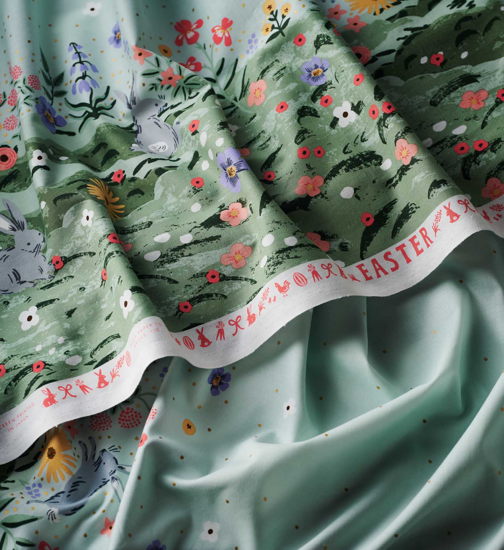 Spring Meadow Cotton Metallic Fabric - Green