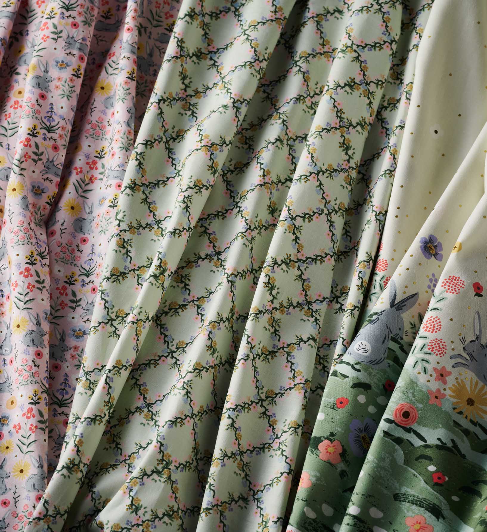 Floral Trellis Cotton Fabric - Green