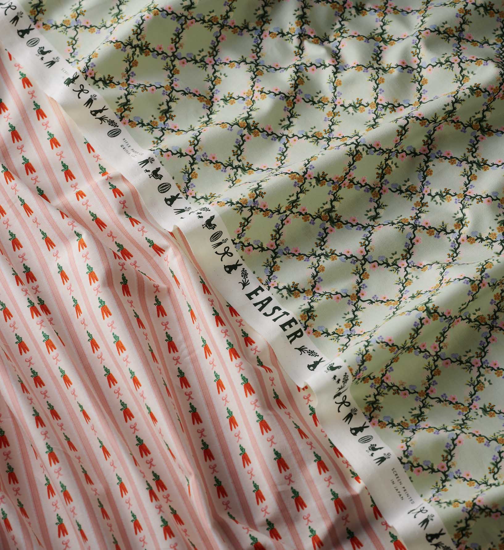 Floral Trellis Cotton Fabric - Green