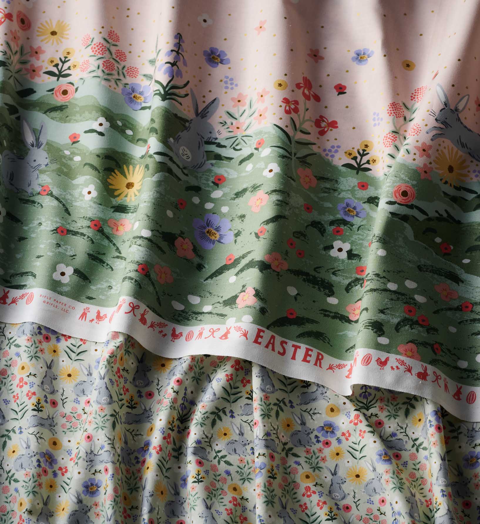 Spring Meadow Cotton Metallic Fabric - Pink