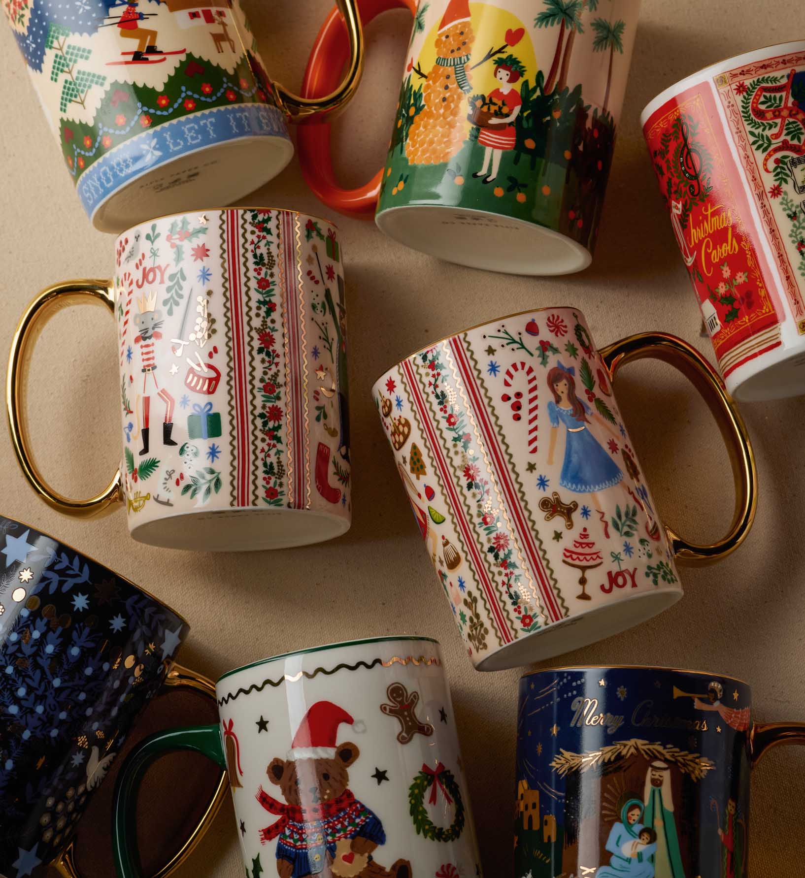 Holiday Porcelain Mug Set - Holly Jolly Nutcracker