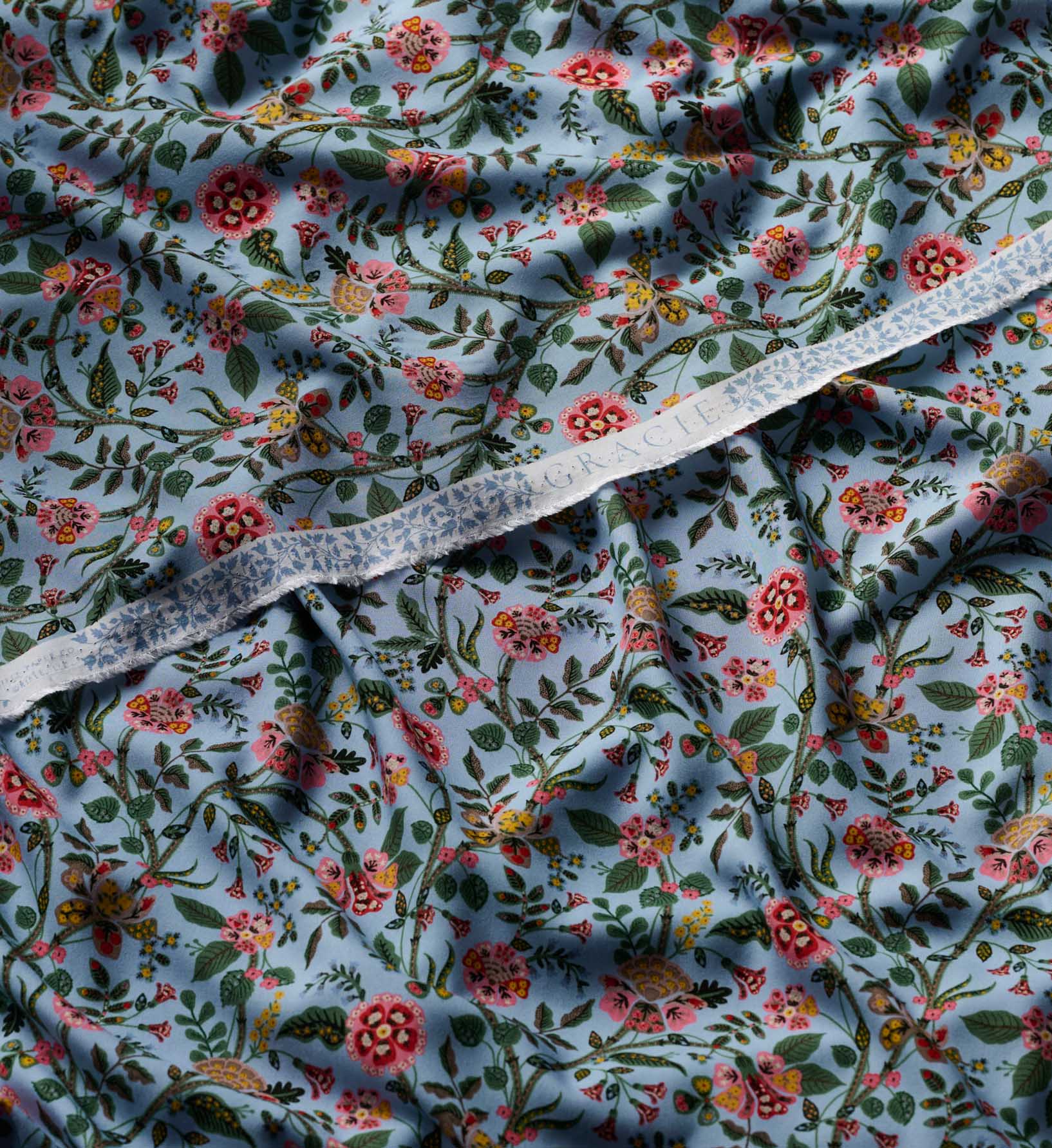 Gracie Rayon Fabric - Slate