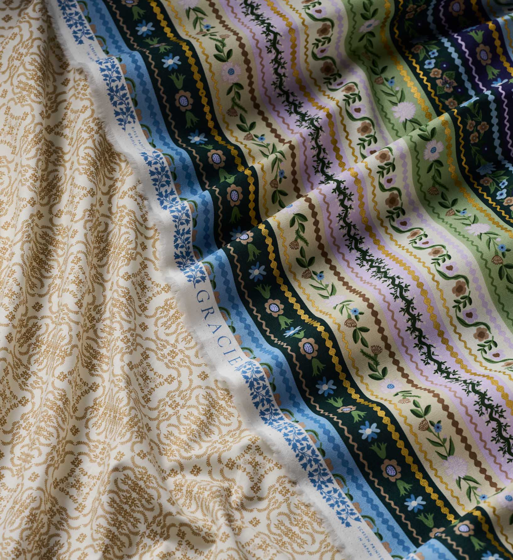 Gemma Cotton Metallic Fabric - Cool