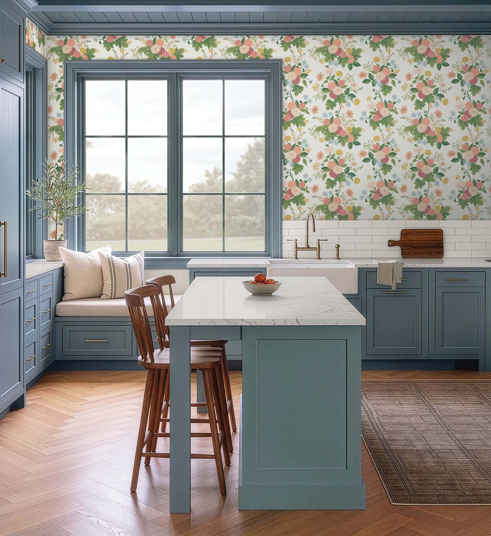 Dahlia Wallpaper - Cream