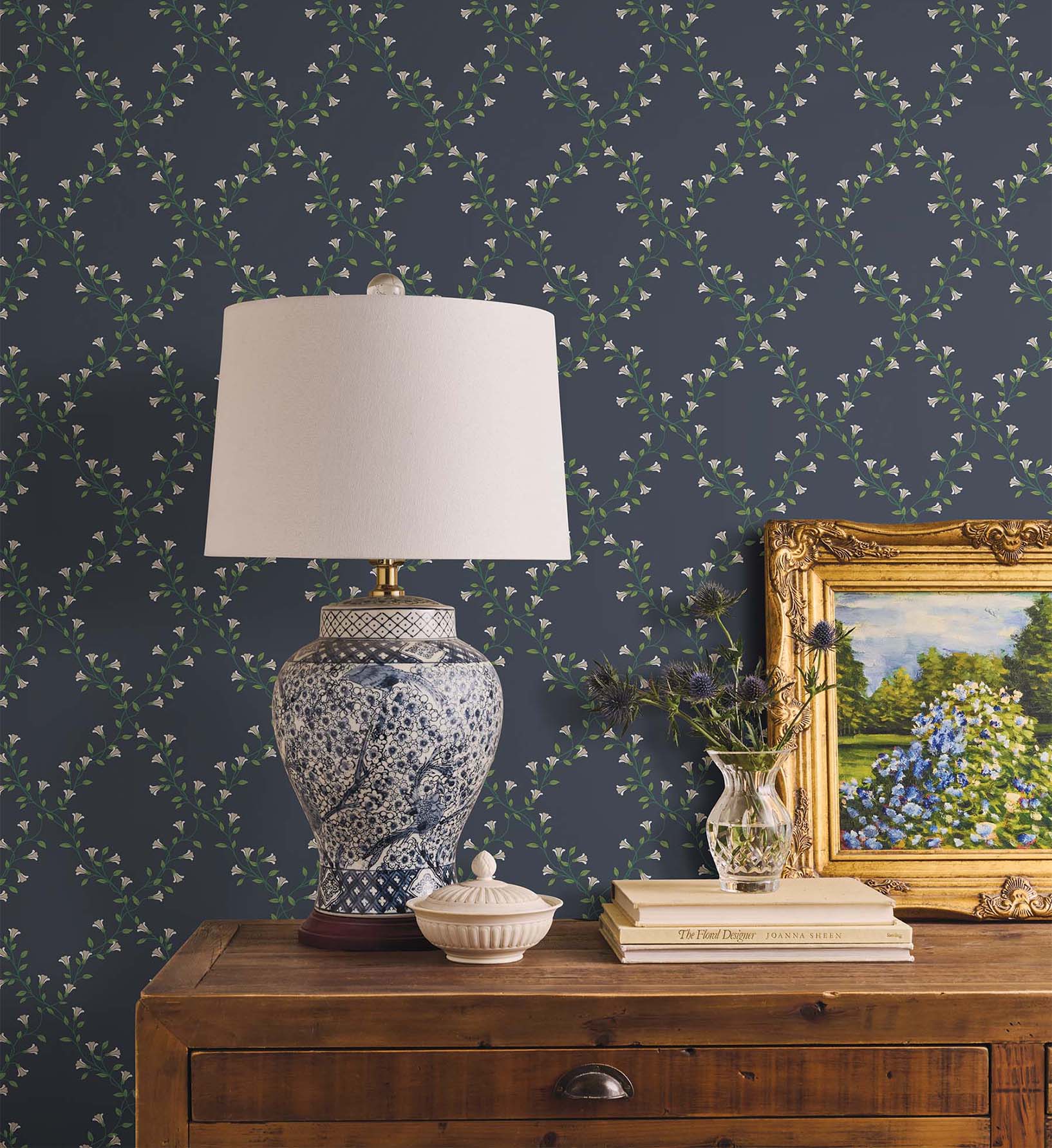 Bellflower Wallpaper - Navy