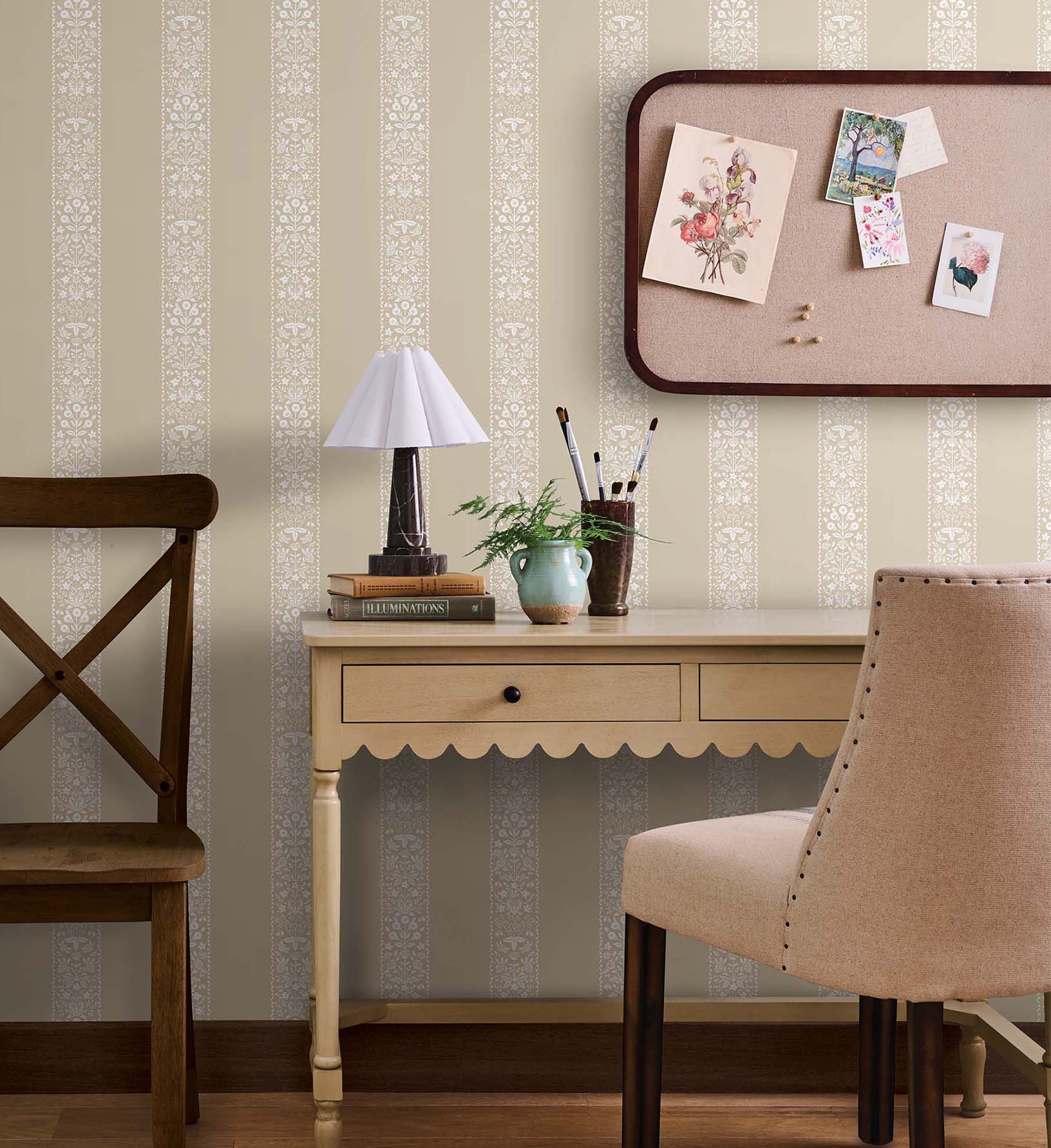 Estee Stripe Wallpaper - Linen