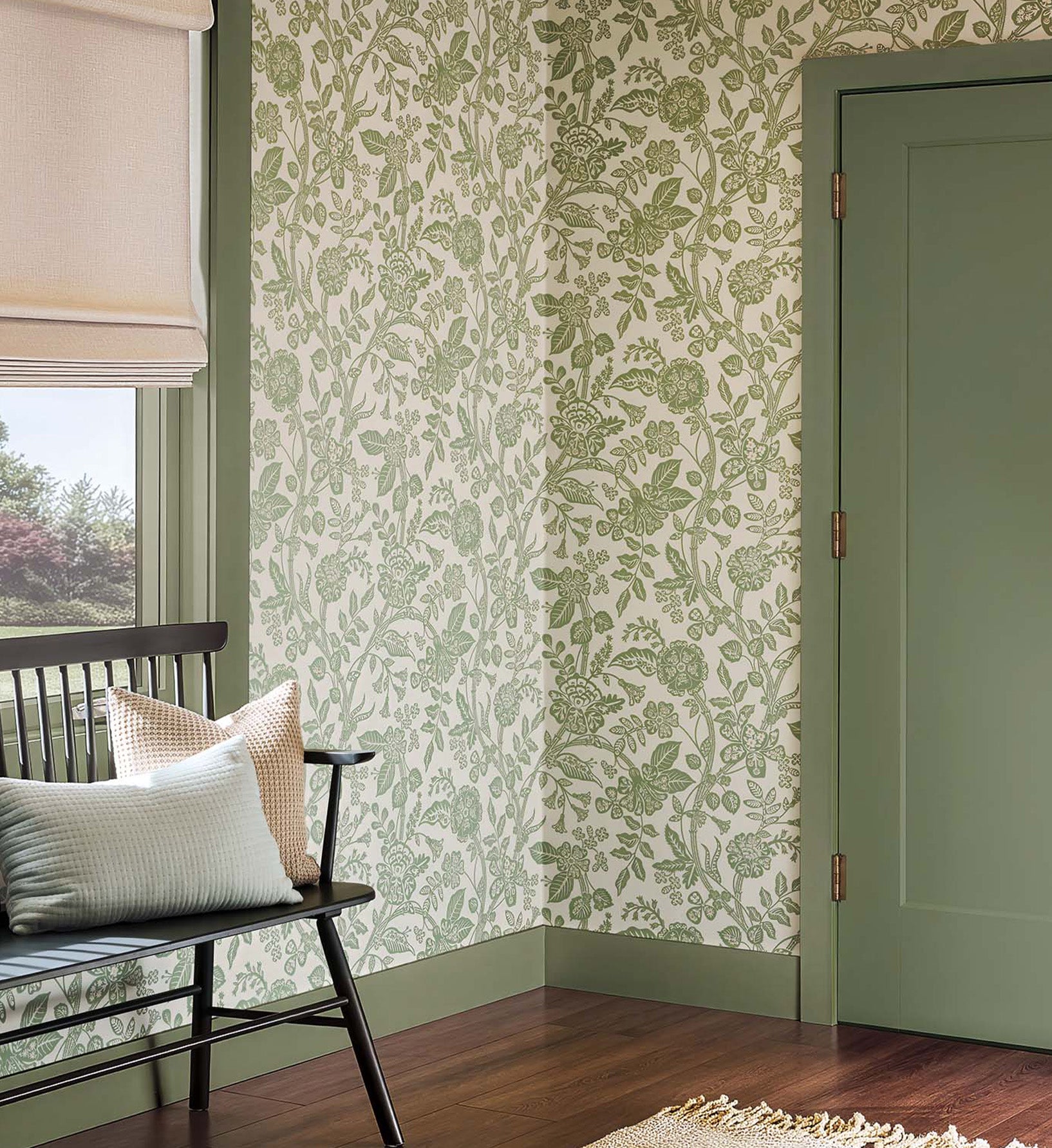 Gracie Garden Wallpaper - Sage & Cream