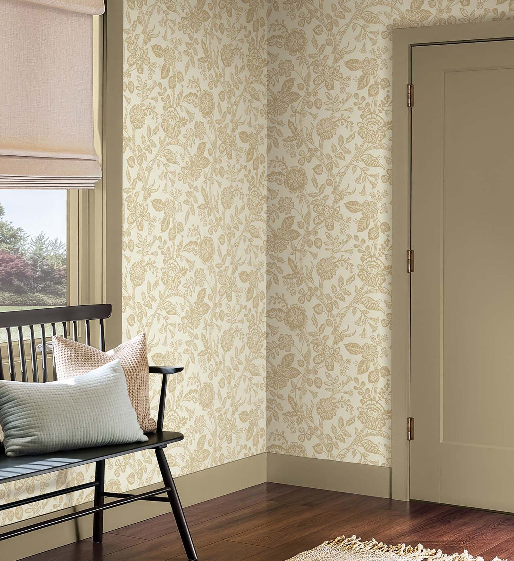 Gracie Garden Wallpaper - Gold & Linen