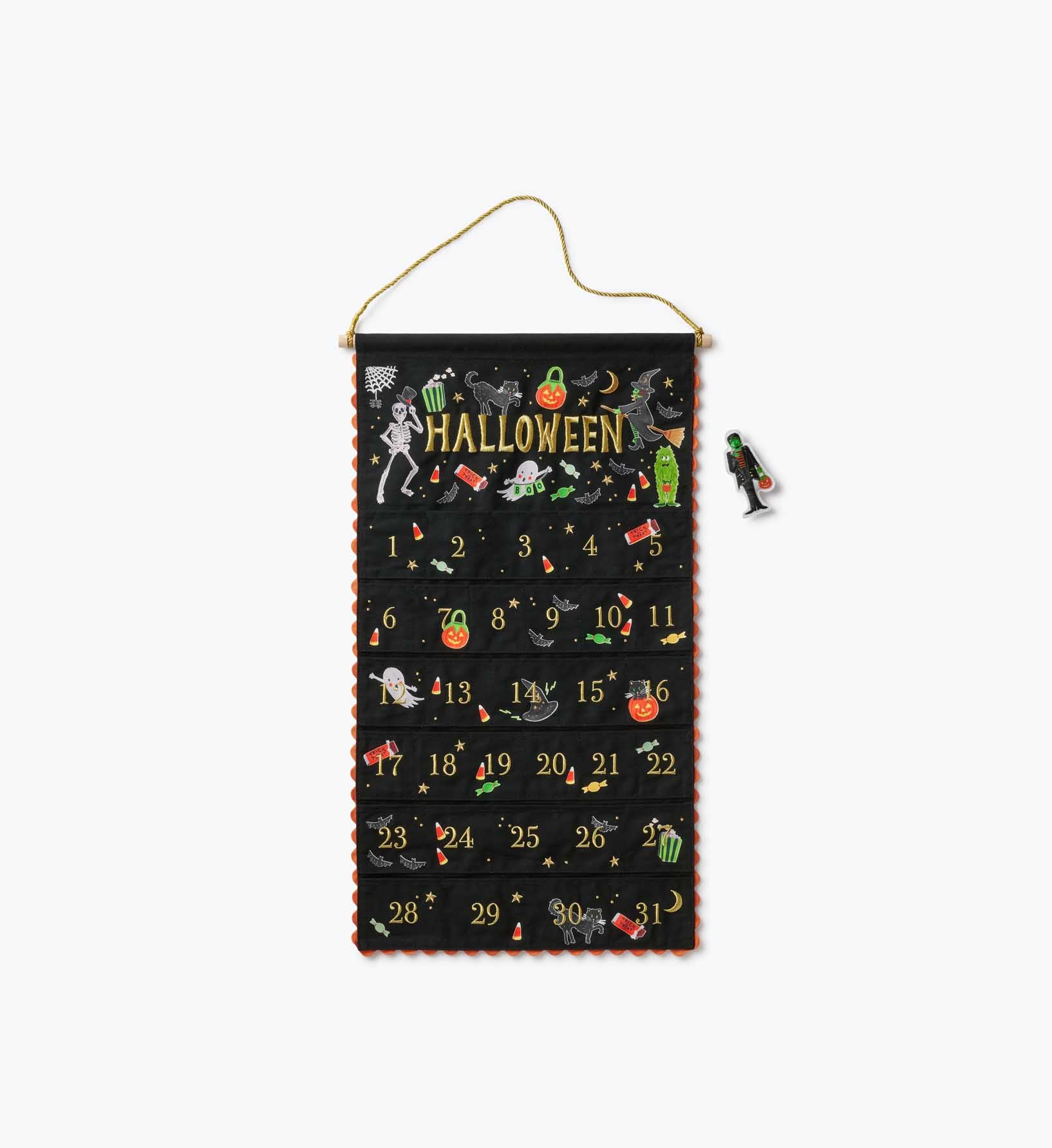 Embroidered Hanging Countdown Calendar - Halloween Parade