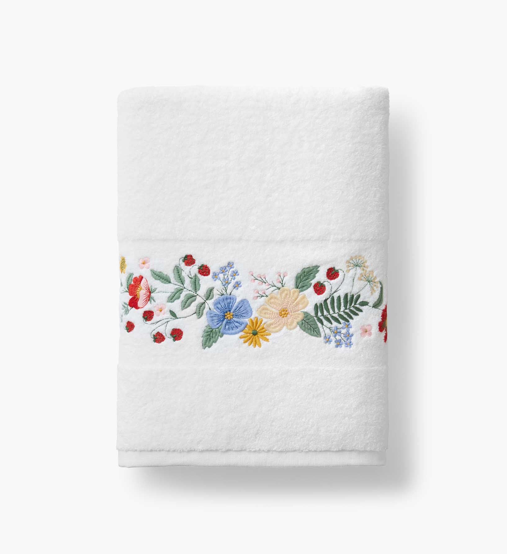 Embroidered Bath Towel - Strawberry Fields