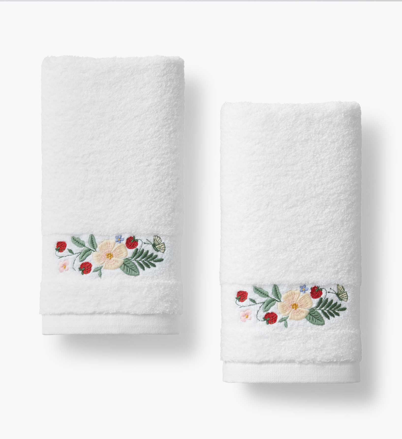 Embroidered Guest Towel - Strawberry Fields